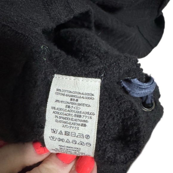 Free People Oversized Black Deep V Sweater Dress w/ Lace-Up Sides — Large - Picture 4 of 5